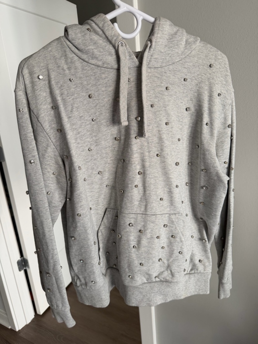 Women GIAMBATISTA Valli for H&M Gray Crewneck Hoodie with Stud Embellishments - Picture 5 of 15